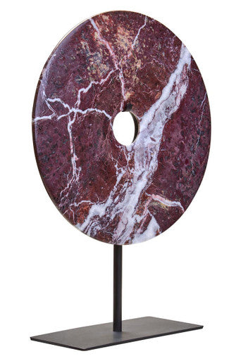 Salmo Small Round Red Marble Disc Sculpture