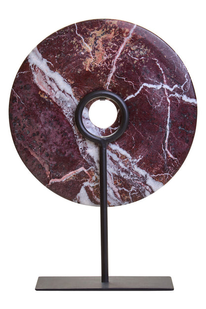 Salmo Small Red Marble Round Dia 20cm Disc Sculpture