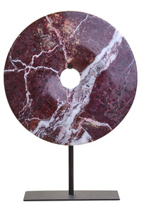 Salmo Small Round Red Marble Disc Sculpture