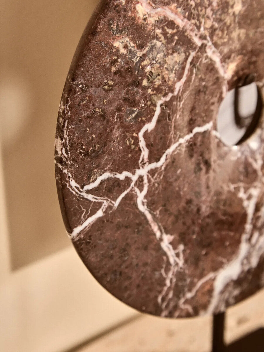 Salmo Medium Red Marble Round 25cm Disc Sculpture