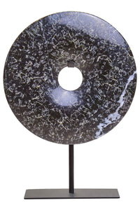 Salmo Extra Small Round Black Marble Disc Sculpture