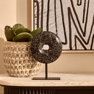 Extra Small Black Marble Round Dia 15cm Disc Sculpture | Salmo