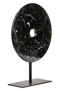 Salmo Small Round Black Marble Disc Sculpture
