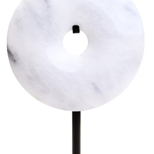 Extra Small Round Dia 15cm Grey Marble Disc Sculpture | Zoro