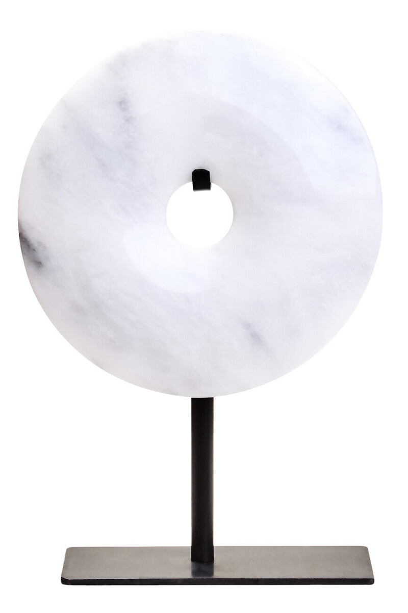 Zoro Extra Small Round Dia 15cm Grey Marble Disc Sculpture