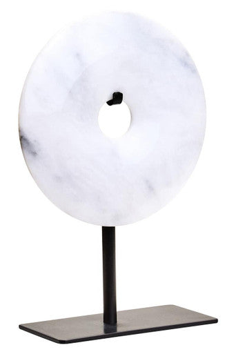 Zoro Extra Small Round Grey Marble Disc Sculpture