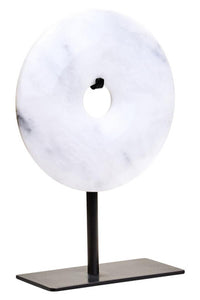 Zoro Extra Small Round Grey Marble Disc Sculpture