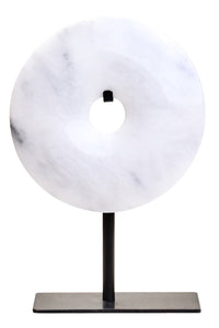 Zoro Extra Small Round Grey Marble Disc Sculpture