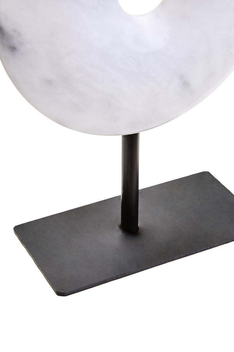 Zoro Extra Small Round Dia 15cm Grey Marble Disc Sculpture - Image 4