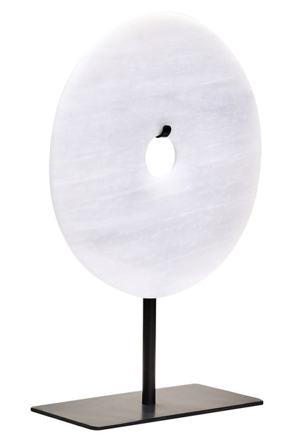 Zoro Small Round Grey Marble Disc Sculpture