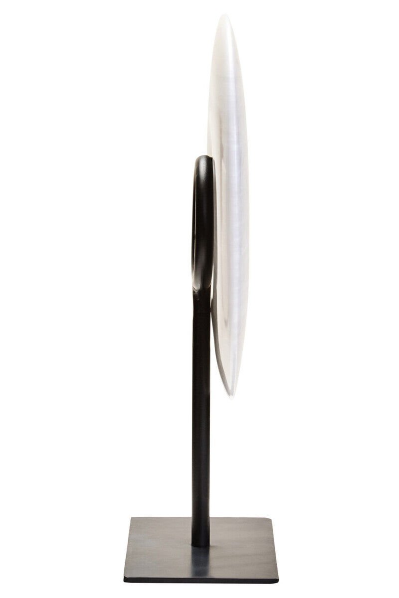 Zoro Small Round Dia 20cm Grey Marble Disc Sculpture - Image 3