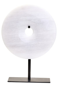 Zoro Small Round Grey Marble Disc Sculpture