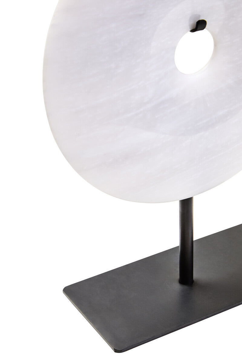 Zoro Small Round Grey Marble Disc Sculpture