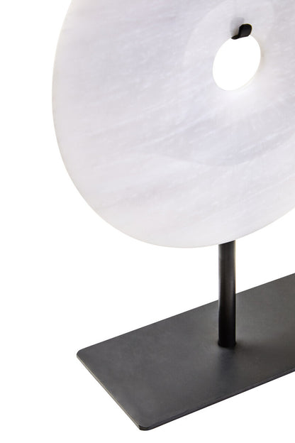 Zoro Small Round Grey Marble Disc Sculpture