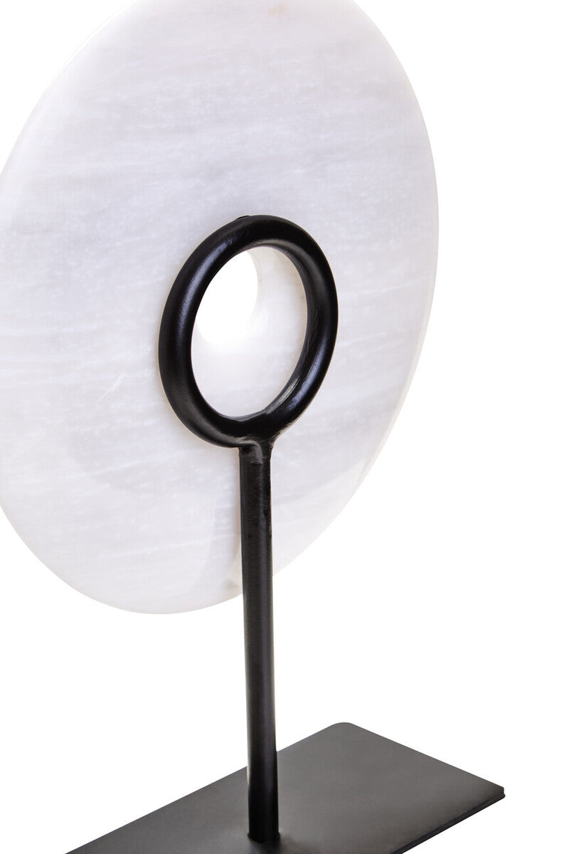 Zoro Small Round Dia 20cm Grey Marble Disc Sculpture - Image 8