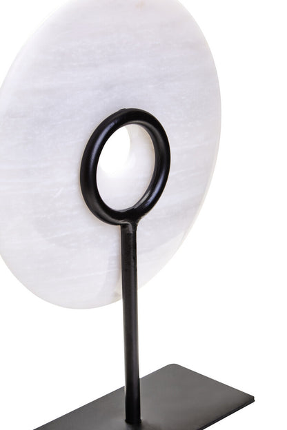 Zoro Small Round Grey Marble Disc Sculpture