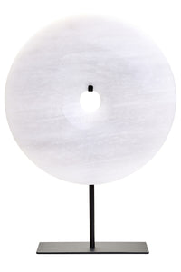 Zoro Medium Round Grey Marble Disc Sculpture