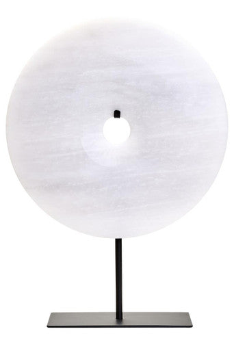 Zoro Medium Round Grey Marble Disc Sculpture