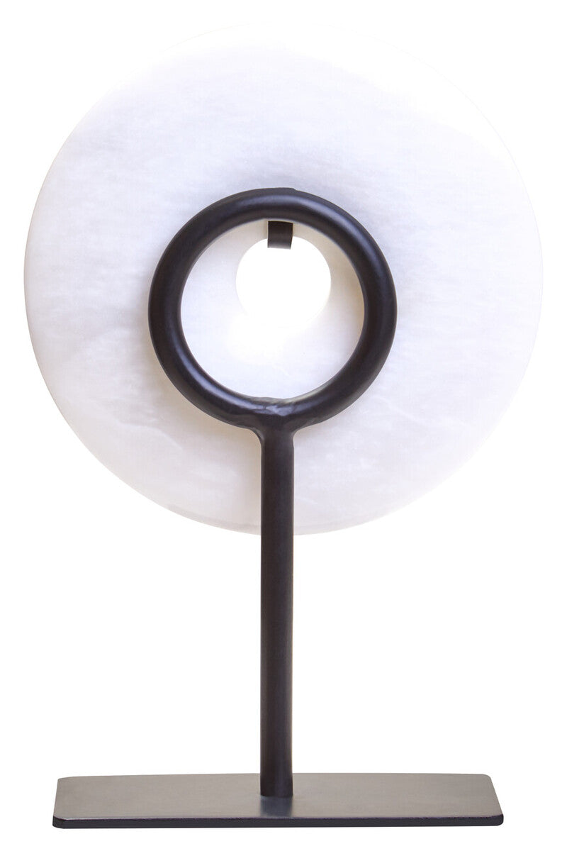 Zoro Extra Small Round Dia 15cm White Marble Disc Sculpture - Image 4