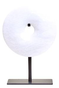 Zoro Extra Small Round White Marble Disc Sculpture
