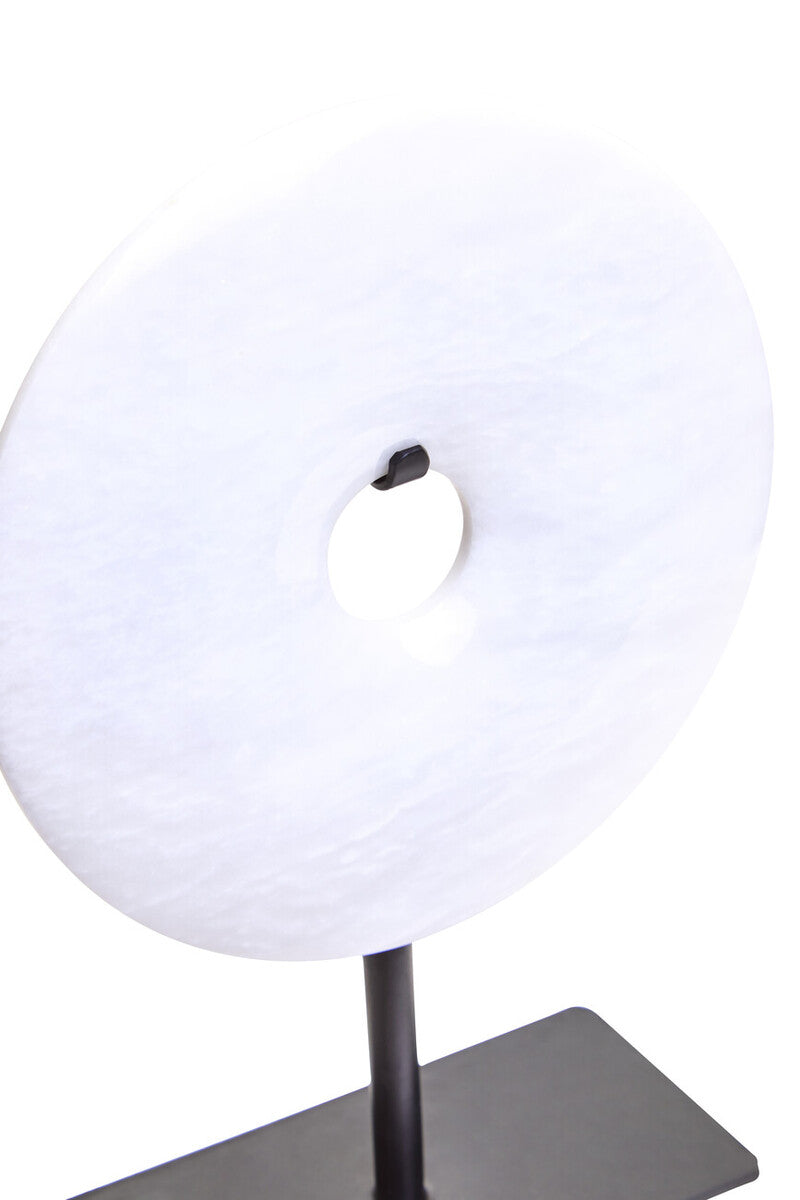 Zoro Extra Small Round Dia 15cm White Marble Disc Sculpture - Image 6
