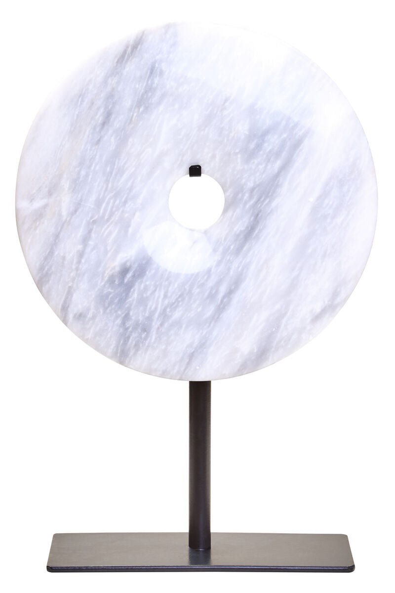Zoro Small Round White Marble Disc Sculpture