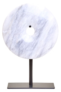 Zoro Small Round White Marble Disc Sculpture