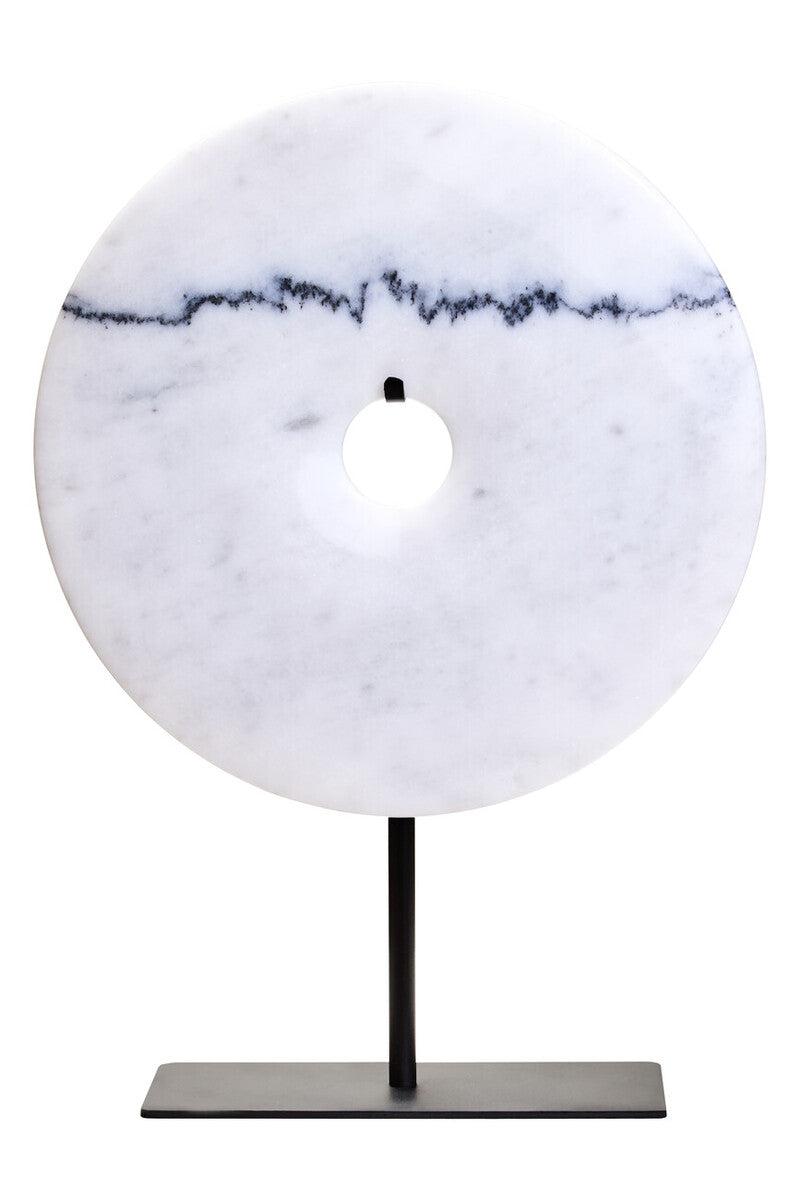 Zoro Medium Round Dia 25cm White Marble Disc Sculpture