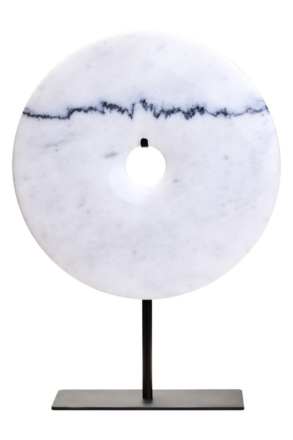 Zoro Medium Round Dia 25cm White Marble Disc Sculpture