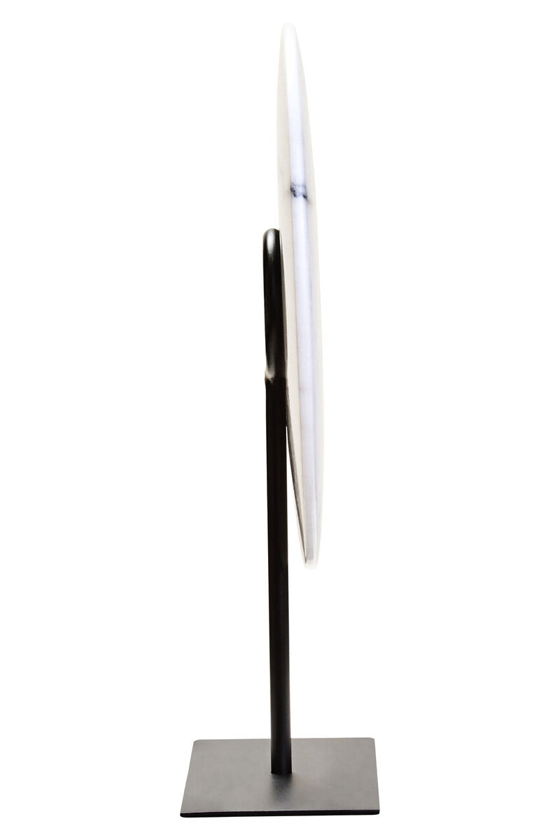 Zoro Medium Round Dia 25cm White Marble Disc Sculpture - Image 4