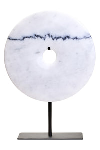 Zoro Medium Round White Marble Disc Sculpture