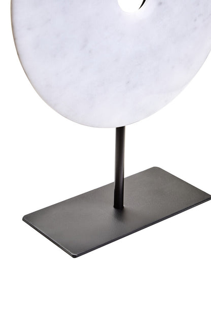 Zoro Medium Round Dia 25cm White Marble Disc Sculpture