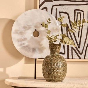 Large Round Dia 30cm White Marble Disc Sculpture | Zoro