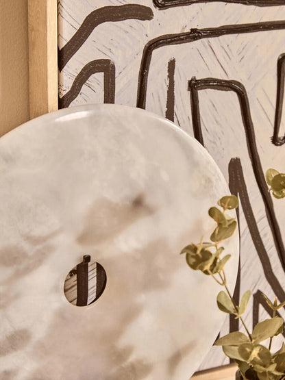 Zoro Large Round Dia 30cm White Marble Disc Sculpture