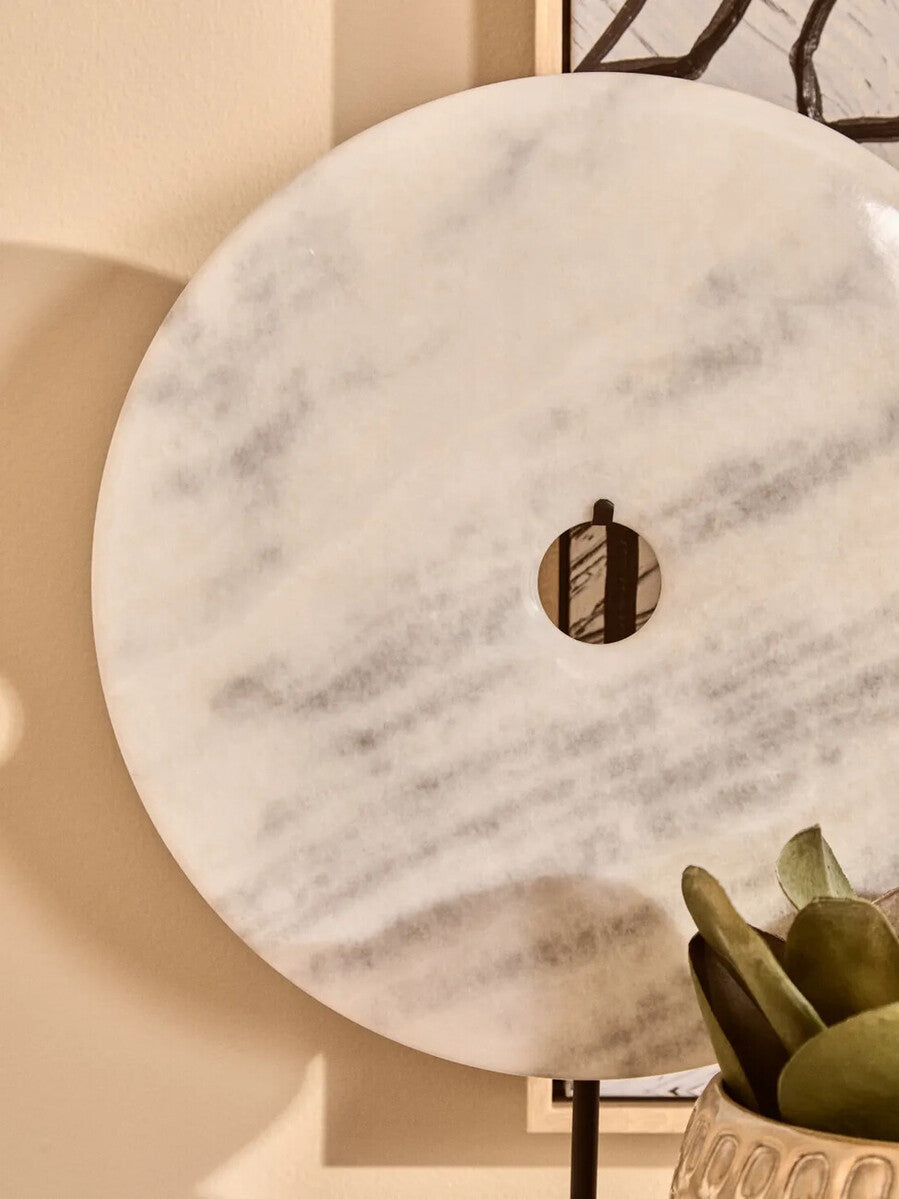 Zoro Extra Large Round Dia 35cm White Marble Disc Sculpture