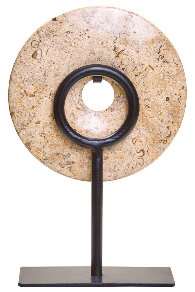 Zoro Small Natural Speckled Marble Round Dia 20cm Disc Sculpture