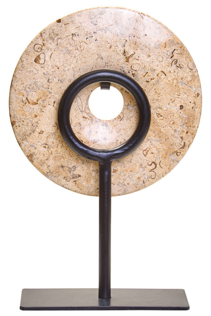 Zoro Small Natural Speckled Marble Round Dia 20cm Disc Sculpture