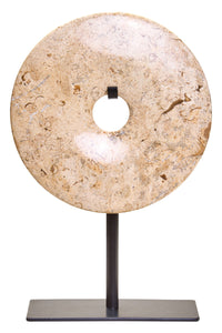 Zoro Small Round Natural Speckled Marble Disc Sculpture