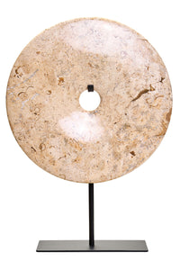 Zoro Large Natural Speckled Marble Round Disc Sculpture