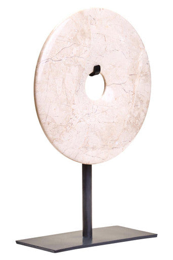 Zoro Extra Small Round Cream Marble Disc Sculpture