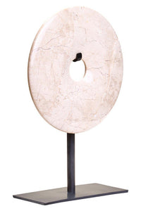 Zoro Extra Small Round Cream Marble Disc Sculpture