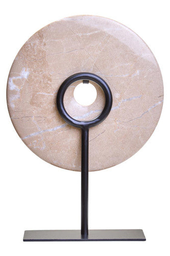 Zoro Small Cream Marble Round Dia 20cm Disc Sculpture - Image 3