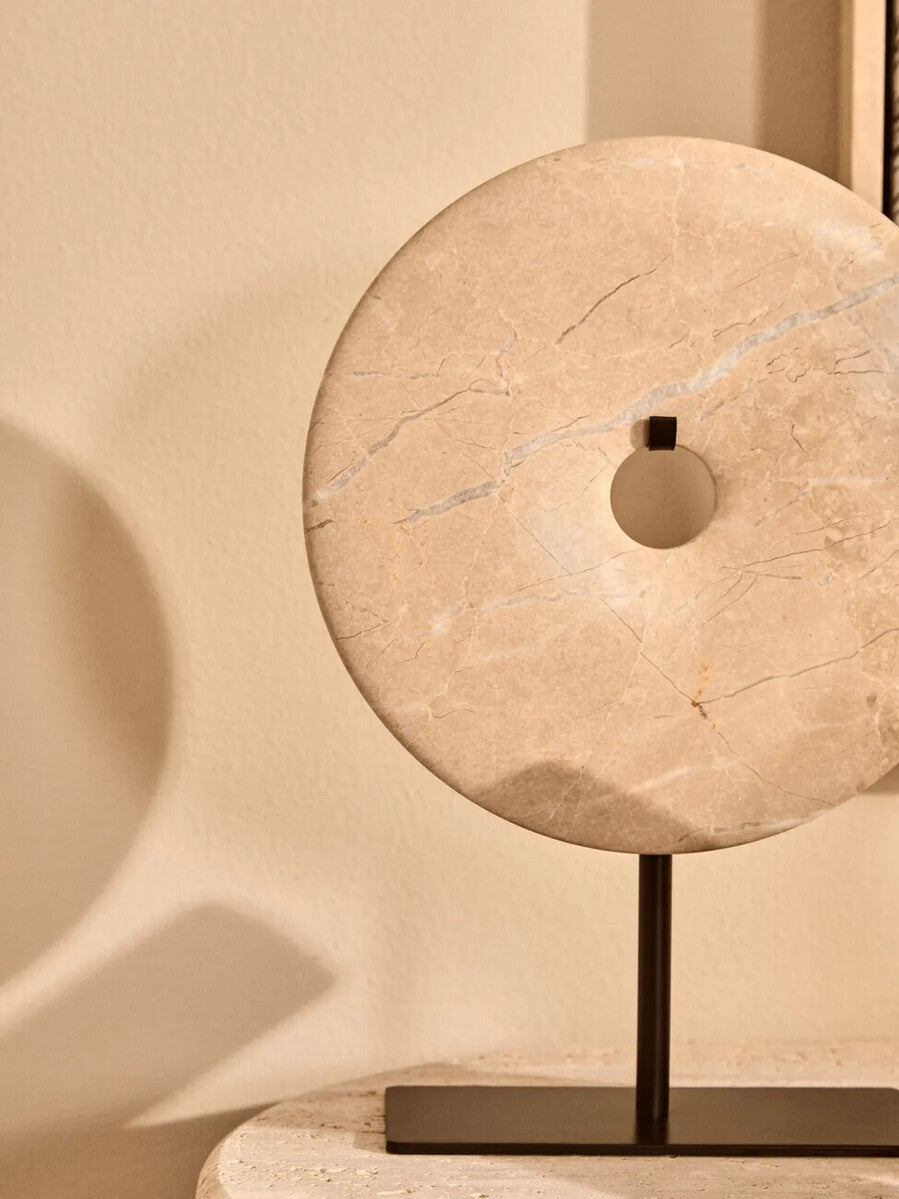 Zoro Small Cream Marble Round Dia 20cm Disc Sculpture