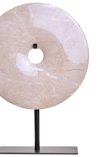Zoro Small Round Cream Marble Disc Sculpture
