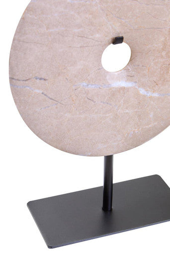 Zoro Small Round Cream Marble Disc Sculpture
