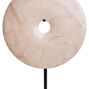 Medium Cream Marble Round Dia 25cm Disc Sculpture | Zoro