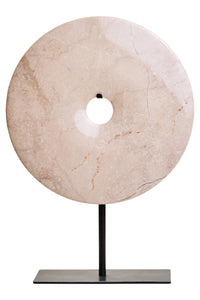 Zoro Medium Round Cream Marble Disc Sculpture