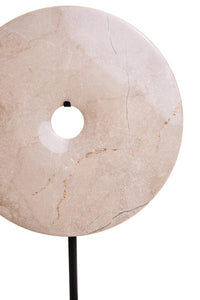 Zoro Medium Round Cream Marble Disc Sculpture