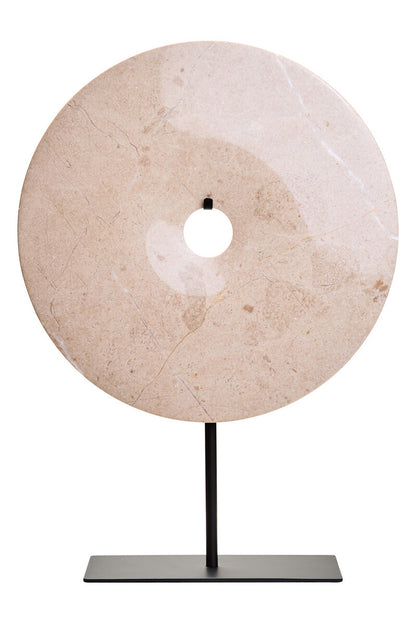 Zoro Large Round Cream Marble Disc Sculpture