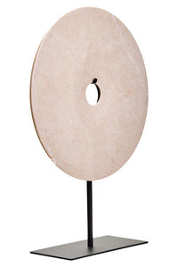 Zoro Large Round Cream Marble Disc Sculpture